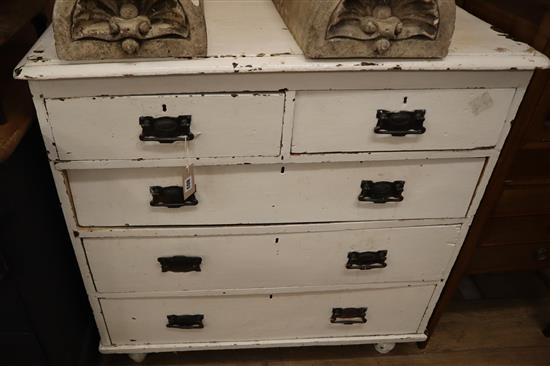 A Victorian painted pine chest W.94cm